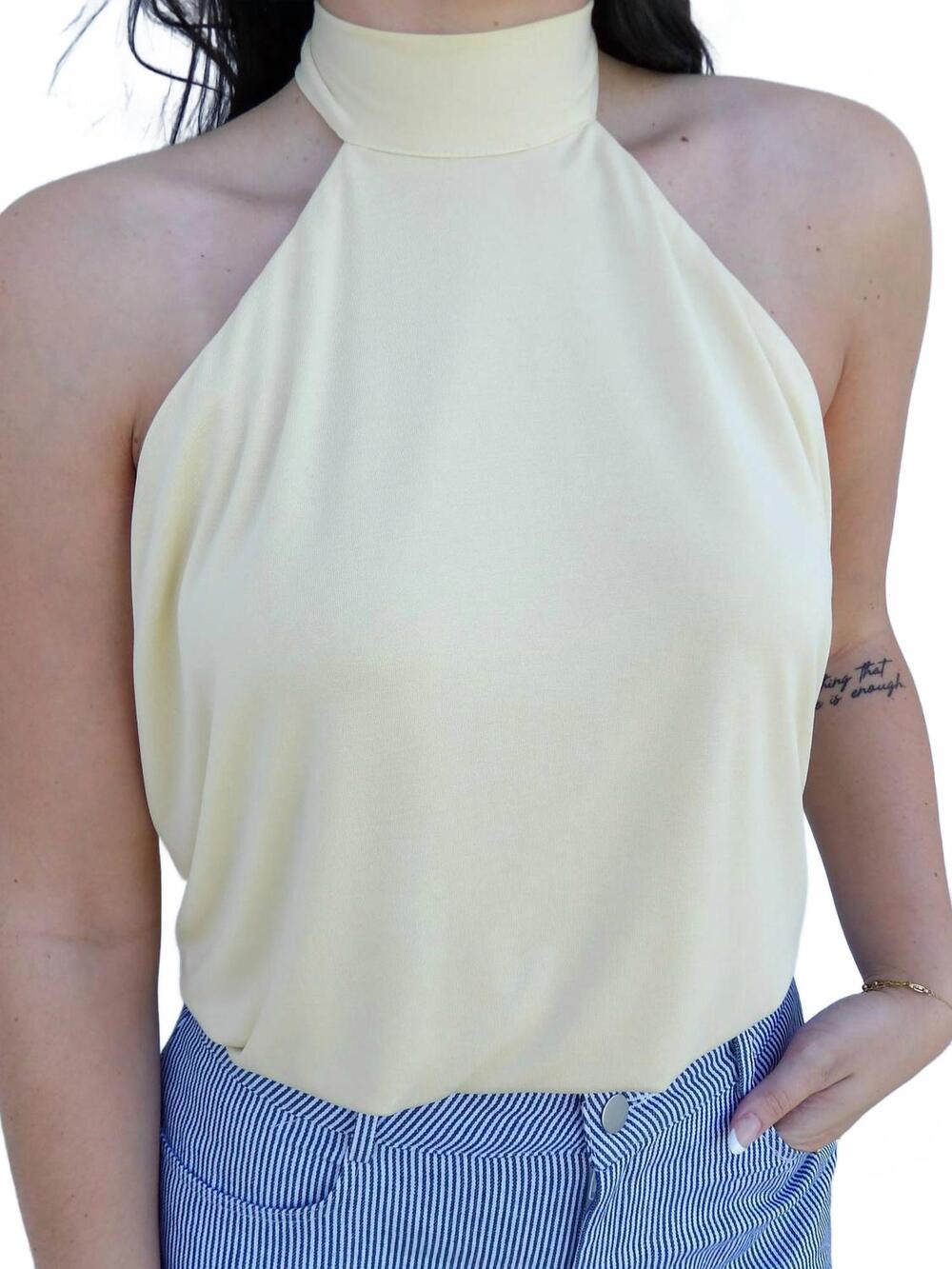NEW LOUCIA the honey glow high-neck halter top in yellow
